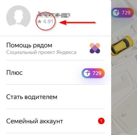 Рейтинг пассажира в приложения Яндекс Такси.