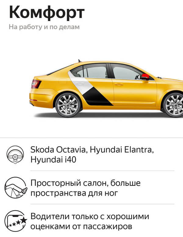 Яндекс Такси - класс Комфорт.